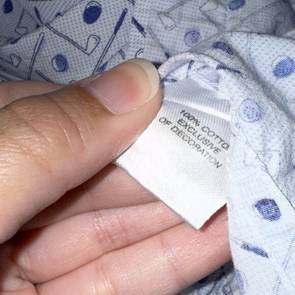 TAYLORBYRD Collection Men’s Golf Club Print Button Up Shirt Short Sleeve Blue M - Picture 6 of 6